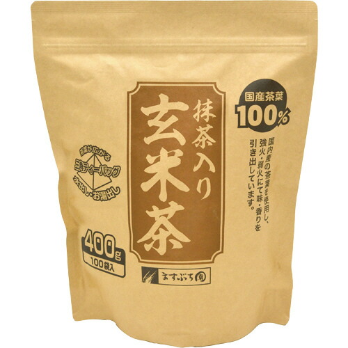 ますぶち園　オキロン　三角ティーバッグ　抹茶入玄米茶　１セット（５００バッグ：１００バッグ×５袋） 【送料無料】