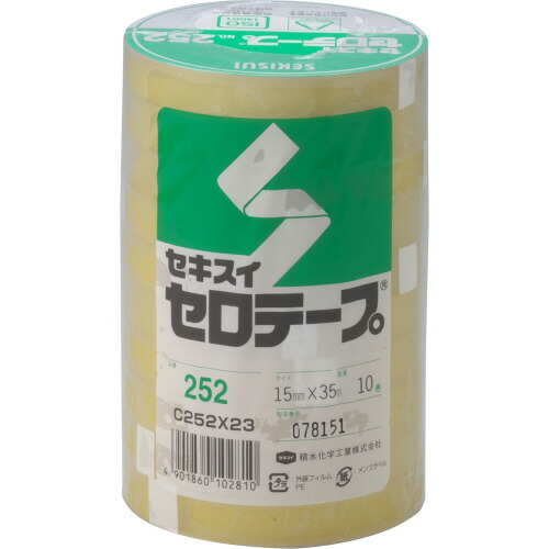 【お取寄せ品】 積水化学工業 セロテープ No.252 15mm×35m C252X23 1セット(200巻:10巻×20パック) 【送料無料】