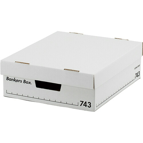 【お取寄せ品】 フェローズ　バンカーズボックス　７４３ｓボックス　Ａ４ハーフ　ふた付　ホワイト／ブラック　１００７８０１　１セット（３０個：６個×５パック） 【送料無料】
