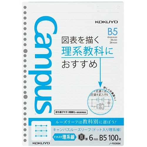 楽天市場】コクヨ キャンパス ルーズリーフ（さらさら書ける） Ｂ５ Ｂ