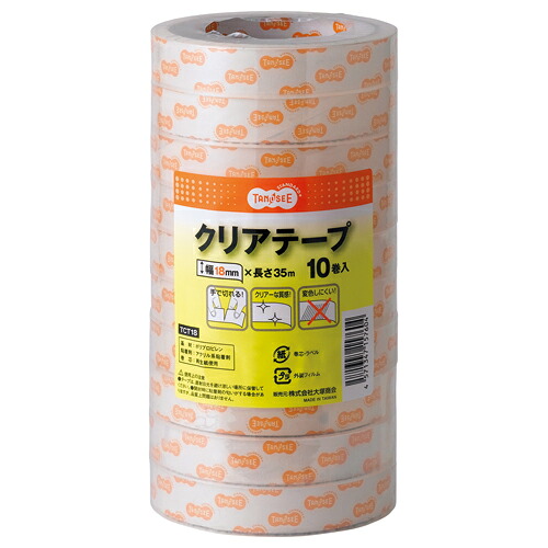 ＴＡＮＯＳＥＥ　クリアテープ　１８ｍｍ×３５ｍ　１セット（２４０巻：１０巻×２４パック） 【送料無料】