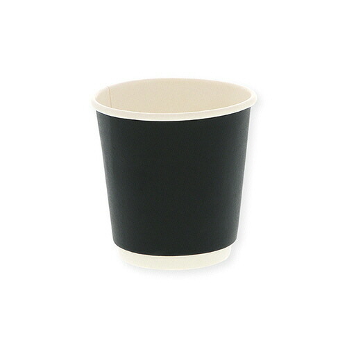 【お取寄せ品】 紙コップ 二重断熱カップ 4オンス(120ml) 黒無地 1セット(1000個:40個×25パック) 【送料無料】|ぱーそなるたのめーる