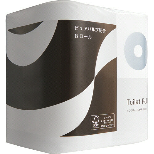 【お取寄せ品】 ＴＡＮＯＳＥＥ　トイレットペーパー　パルプブレンド　シングル　芯あり　８０ｍ　１セット（２８８ロール：８ロール×３６パック） 【送料無料】