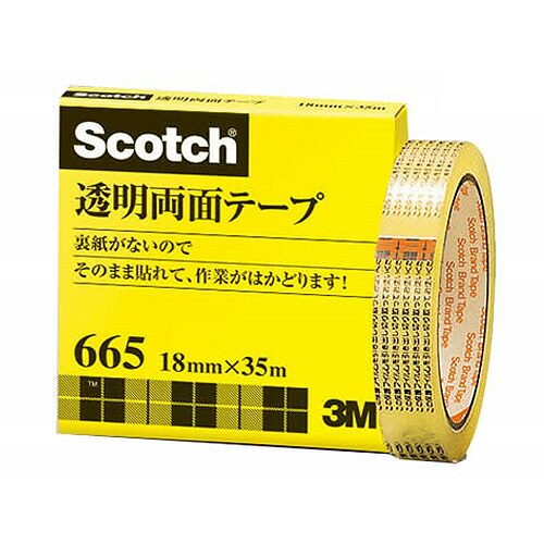3M スコッチ 透明両面テープ ライナーなし 大巻 18mm×35m 665−3−18 1セット(10巻) 【送料無料】|ぱーそなるたのめーる