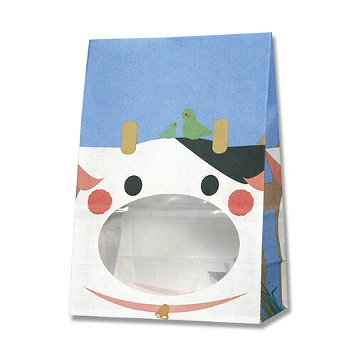 【お取寄せ品】 シモジマ　ＨＥＩＫＯ　紙袋　窓付袋（内側ラミネート）　パックンバッグ　Ｓ１Ｆ　ウシ　＃００４０８２１０３　１セット（２０００枚：５０枚×４０パック） 【送料無料】