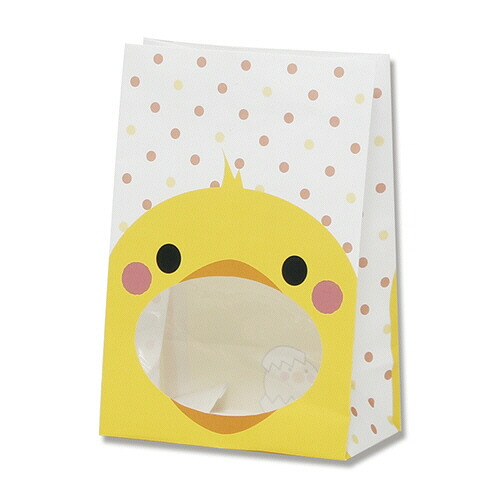 【お取寄せ品】 シモジマ　ＨＥＩＫＯ　紙袋　窓付袋（内側ラミネート）　パックンバッグ　Ｓ１Ｆ　ヒヨコ　＃００４０８２１０４　１セット（２０００枚：５０枚×４０パック） 【送料無料】