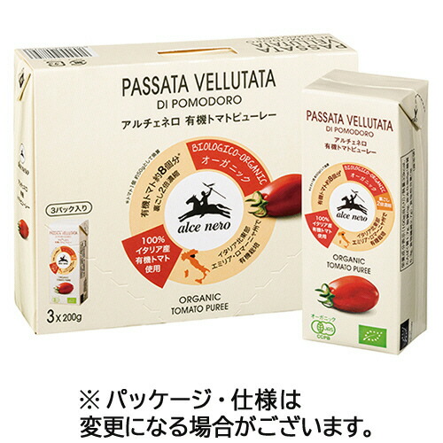 日仏貿易　アルチェネロ　有機トマトピューレー　３Ｐ（２００ｇ×３パックセット）／箱　１セット（８箱） 【送料無料】