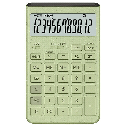 カシオ　Ｃｏｍｆｙ　デザイン電卓　１２桁　ジャストタイプ　グレイッシュグリーン　ＪＴ－２００Ｔ－ＧＮ－Ｎ　１セット（３台） 【送料無料】
