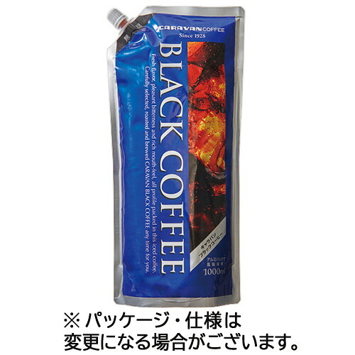 ユニマットライフ　キャラバンコーヒー　ブラックコーヒー　無糖　１０００ｍＬ　パウチ　１セット（２４本：１２本&times;２ケース） 【送料無料】｜ぱーそなるたのめーる 12,535円