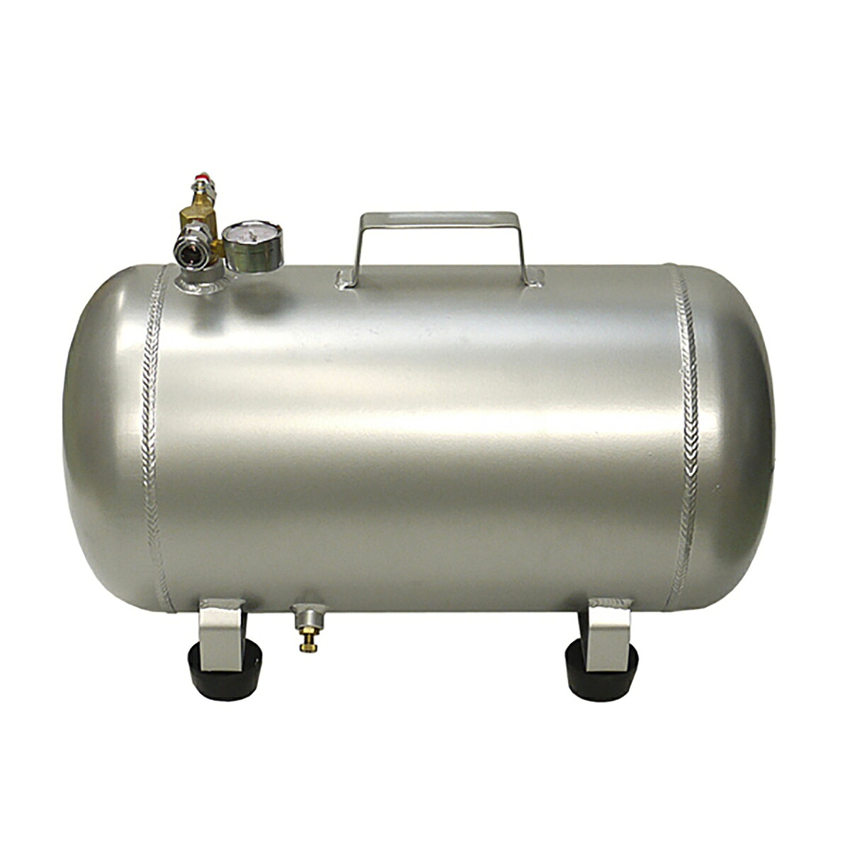エアータンク アルミ製 25Ｌ 非防水 軽量 1/4エアカプラー付 圧力計付 [コンプレッサー/タイヤゲージ/エア工具に] 充填 サブタンク 持ち運び｜パーマンショップ 店