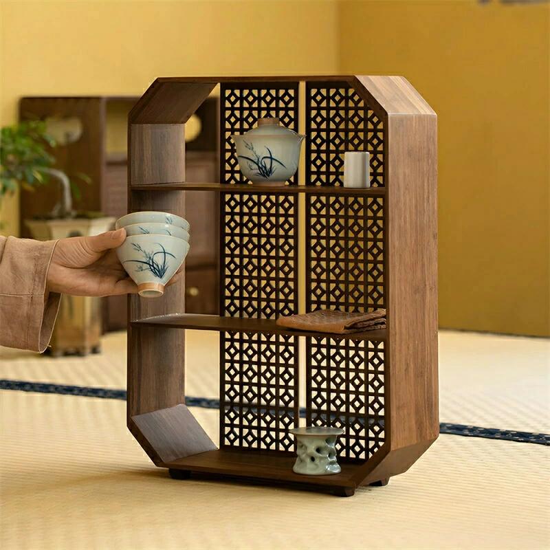 楽天市場】香炉台 工芸品 茶杯 小棚 花器 木製 インテリア竹茶棚 『2段