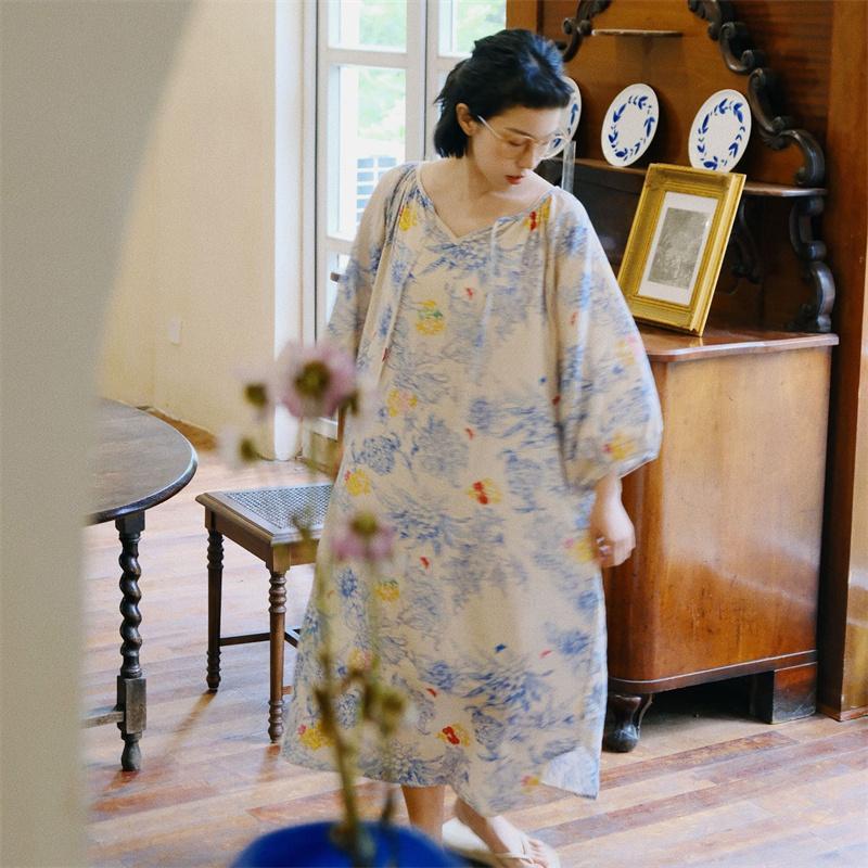 レディース ワンピース ルームウェア 夏 綿 パジャマ ナイトウェア ワンサイズ ネグリジェ 楽ちん 大きいサイズ ホームウェア 部