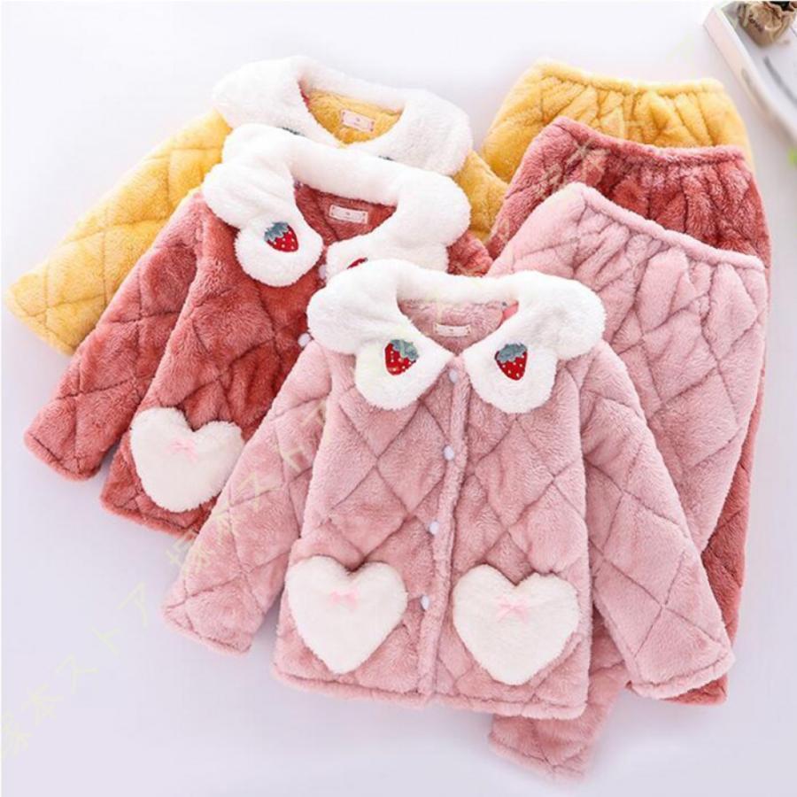前開き パジャマ キッズ 長袖 ルームウェア 部屋着 寝間着 2点セット 子供服 男の子 女の子 フランネルパジャマ あたたかい 子供