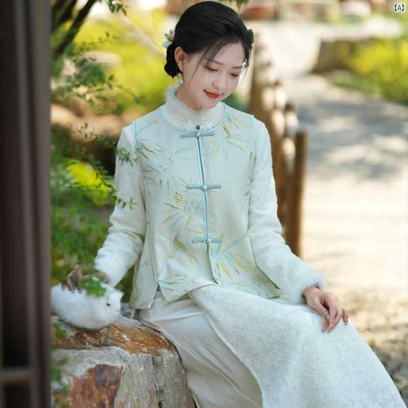 レディース　ファッション　コーデ　春　夏　秋 Gumeng Niyi Yunshang 秋冬 中華風 デイリー ブロケード ジャカード サテン プレ