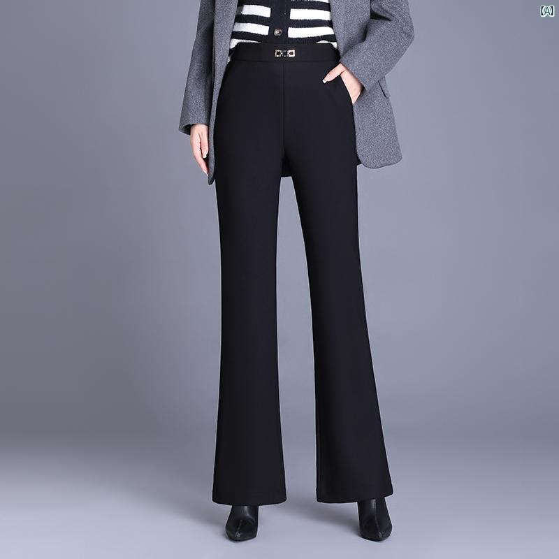 レディース　ファッション　コーデ　春　夏　秋 秋冬 レディース スーツ ブーツ カット パンツ ハイウエスト 裏起毛 厚手 ドレ
