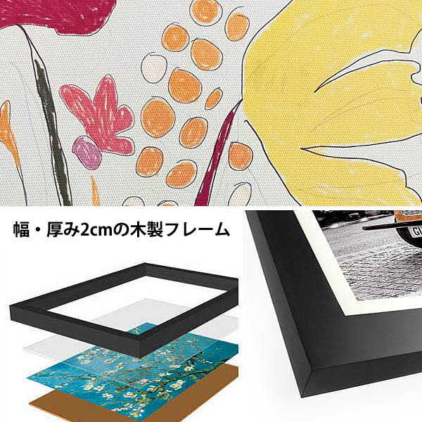 単品 額入り アートポスター 33×43cm アートパネル 枠付き フレーム
