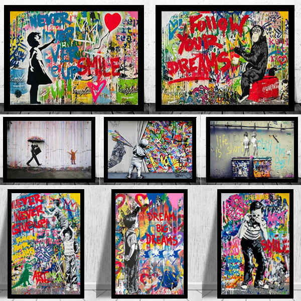 楽天市場】【フレーム付き】バンクシー 落書き アートステッチ アート