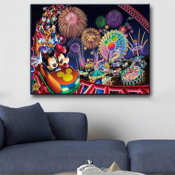 楽天市場 上級者向け フル ダイヤモンド刺繍 キット ビーズ刺繍 ディズニー ジェットコースター ミッキー ミニー遊園地 花火 モザイクアート パズルアート リハビリ Peachyshop楽天市場店