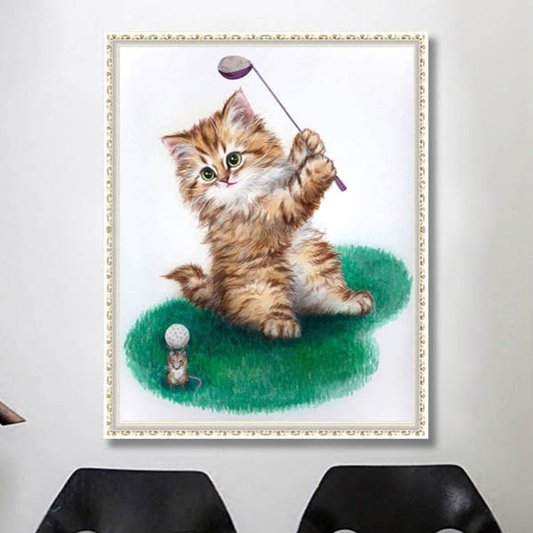 楽天市場 フル ダイヤモンド刺繍 キット ビーズ刺繍 ゴルフ猫 ネコ キャラクター ポップ モザイクアート リハビリ 趣味 絵画 カラービーズ ハンドメイド Peachyshop楽天市場店