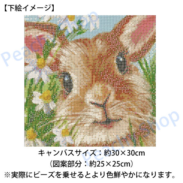 楽天市場 フル ダイヤモンド刺繍 キット ビーズ刺繍 兎 ウサギ 白い花 草原 イラスト モザイクアート パズルアート リハビリ 趣味 絵画 カラービーズ Peachyshop楽天市場店
