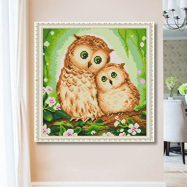 楽天市場 フル ダイヤモンド刺繍 キット ビーズ刺繍 ふくろう 親子 森 モザイクアート パズルアート リハビリ 趣味 絵画 カラービーズ ハンドメイド Peachyshop楽天市場店