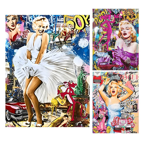 マリリン・モンロー ビーズコラージュアート 絵 画 中級 フル ダイヤモンドアート キット ビーズ刺繍 モダンアート