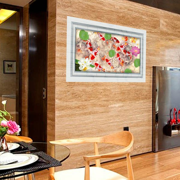 楽天市場 ウォールステッカー 床用 白い石 池の鯉 蓮 だまし絵 トリックアート インテリアステッカー リアル 寝室 Diy リビング Peachyshop楽天市場店