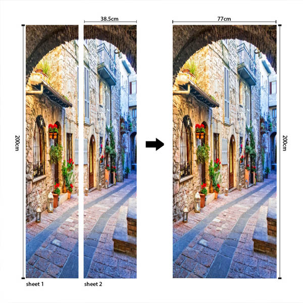 楽天市場 ドアステッカー トリックアート 古都 ヨーロッパ 路地裏 レトロ だまし絵シール インテリア Diy Peachyshop楽天市場店