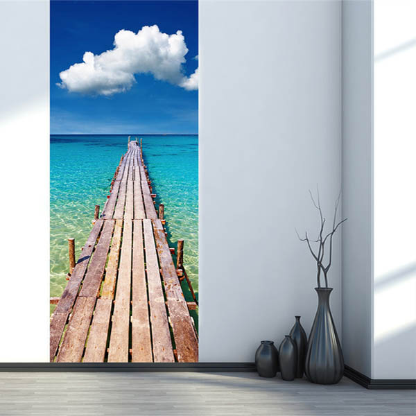 楽天市場 ドアステッカー トリックアート 海へと続く桟橋 ブルーラグーン 南国 ハワイアン だまし絵シール インテリア Diy Peachyshop楽天市場店