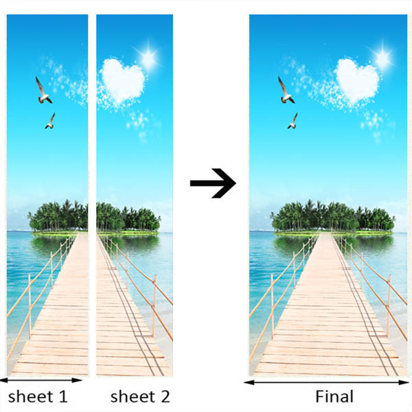 楽天市場 ドアステッカー トリックアート 島へ続く桟橋 海 南国 リゾート だまし絵シール 木製 本棚柄壁紙 インテリア Diy Peachyshop楽天市場店