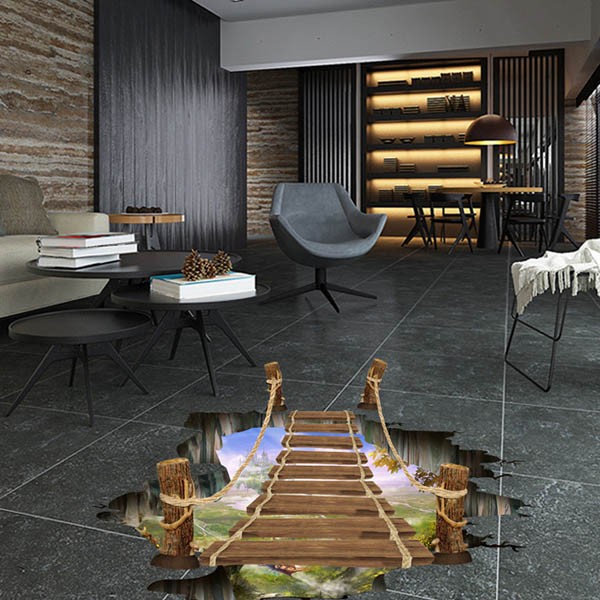 楽天市場 床用 ウォールステッカー 地面の穴 3d吊り橋 だまし絵 トリックアート インテリアシール 壁デコ 北欧風 Diy リビング Peachyshop楽天市場店