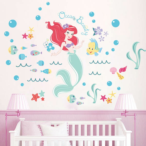 楽天市場 ウォールステッカー ディズニー リトルマーメイド アリエル フランダー 海の中 海底世界 パステルカラー 壁デコ 北欧風 Diy リビング Peachyshop楽天市場店