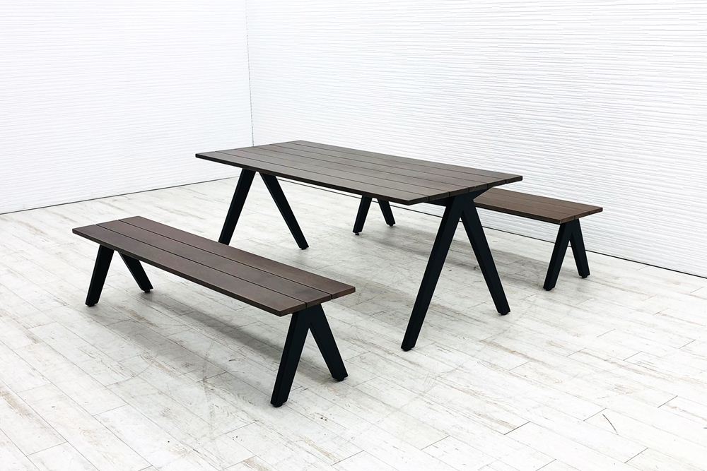 コクヨ イングリーン 【3点セット】 inGREEN テーブル&ベンチ 中古 ガーデニングテーブル ガーデンベンチ 中古オフィス家具【安心の6ヶ月保証・初期不良返品交換】