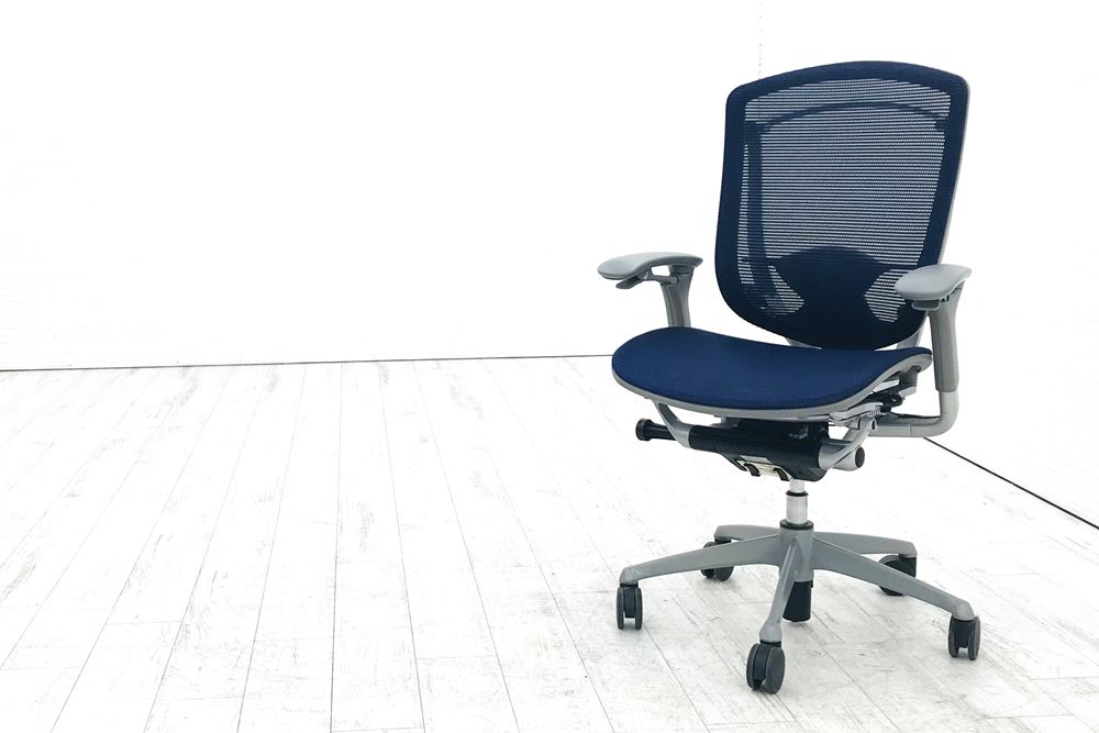 メッシュ 可動肘 中古オフィス家具 中古 中古 在宅ワークチェア 可動肘 コンテッサ 書斎チェア 高機能チェア Idea オカムラ コンテッサチェア 書斎椅子 シルバーフレーム 中古チェア コンテッサチェア オカムラ 高級チェア 中古オフィス家具 ダークブルー Office