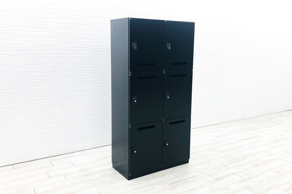 6人用ダイヤル式ロッカー 中古 豊国工業 6人用ロッカー 中古オフィス家具 ブラック ダイヤル錠 900/450/1800【安心の6ヶ月保証・初期不良返品交換】