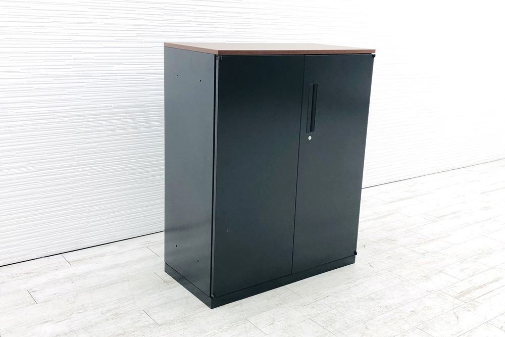 内田洋行 両開き書庫 中古 下置き ブラック ハイパーストレージ 収納家具 中古オフィス家具 900/450/1120【安心の6ヶ月保証・初期不良返品交換】｜Office idea