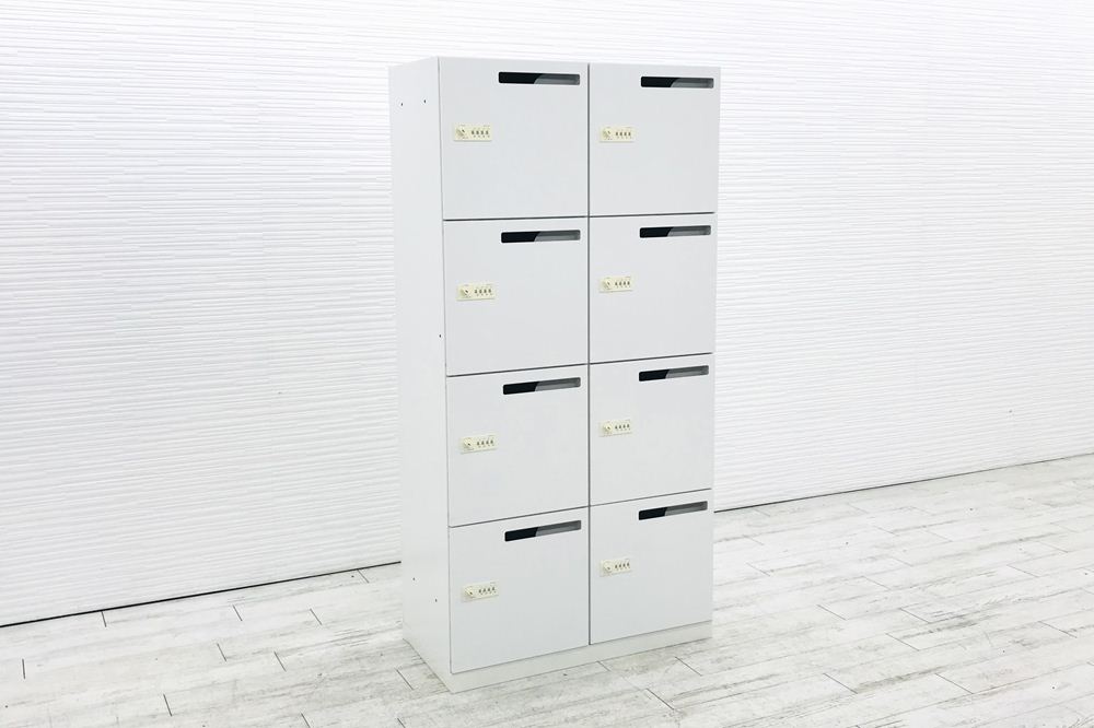 コクヨ エディア 8人用ロッカー スチール 中古 ロッカー メールボックス ホワイト パーソナルロッカー 中古オフィス家具 オートロックダイヤル錠【安心の6ヶ月保証・初期不良返品交換】|Office idea