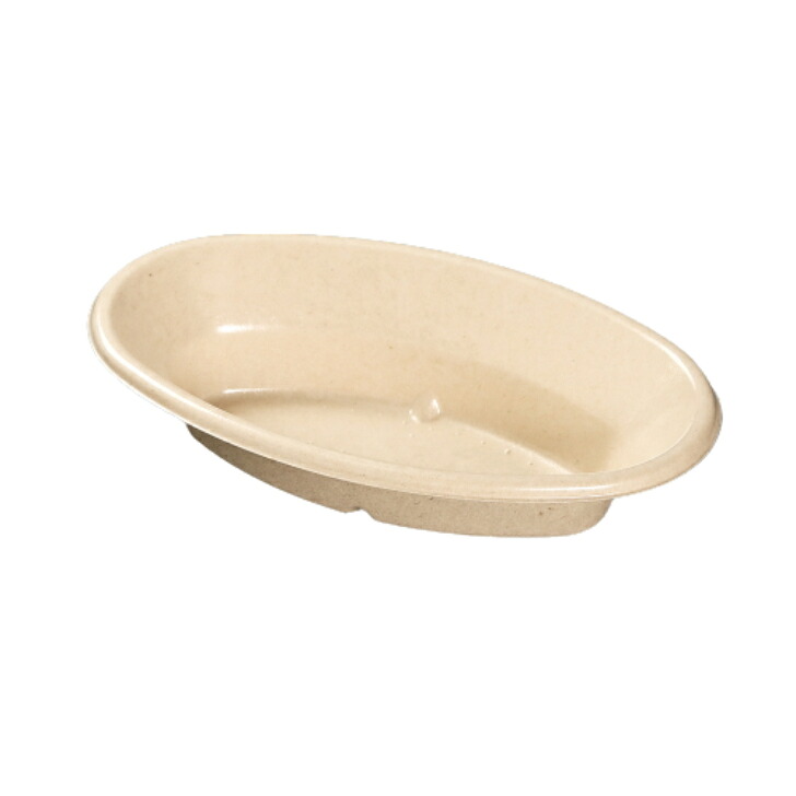 【ケース販売】パルプモールド容器（カレー・パスタ）KMPランチ-2 本体 ナチュラル（1ケース/400枚入）｜PACKGARAGE