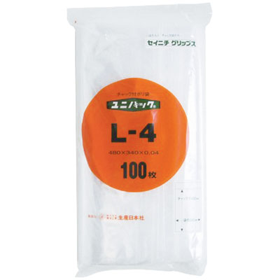 【ケース販売】ユニパック L−4(1ケース/800枚入)【規格内容】チャック下400×袋幅280mm【厚み】0.04mm|PACKGARAGE