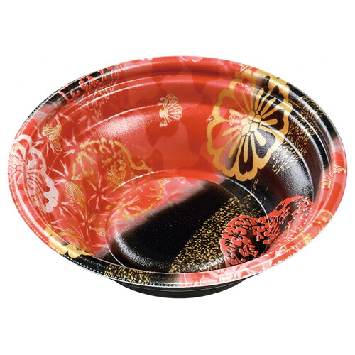 【ケース販売】エフピコ どんぶり容器 MFPホット麺18小(52)絞 幸楽赤黒(1ケース/600枚入)F041378|PACKGARAGE