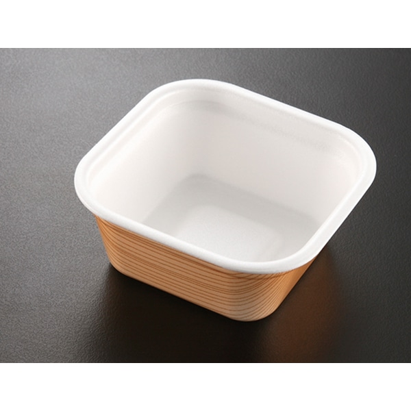 【ケース販売】ＫＰ角丼中 本体 杉目（1ケース/1000枚入）※蓋は別売りになります。｜PACKGARAGE