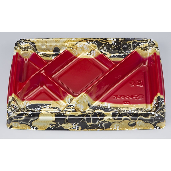 【ケース販売】弁当容器　ＢＦハカマ膳８&minus;２　国風赤本体（Ｎ）（1ケース/600枚入） 4935168363970｜PACKGARAGE
