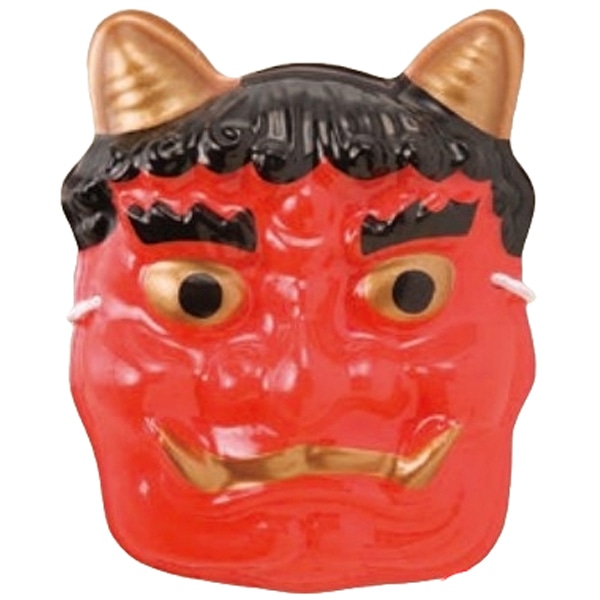 【バラ販売】節分・飾り 赤鬼面(豆)(1箱/100枚入)0390169|PACKGARAGE
