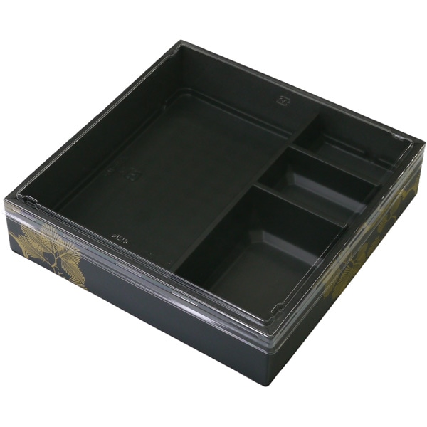 【ケース販売】高級弁当・仕出・会議・行楽弁当 HW−65F(45)新琥珀松黒OPS平蓋(1ケース/120セット入)4537430422202|PACKGARAGE