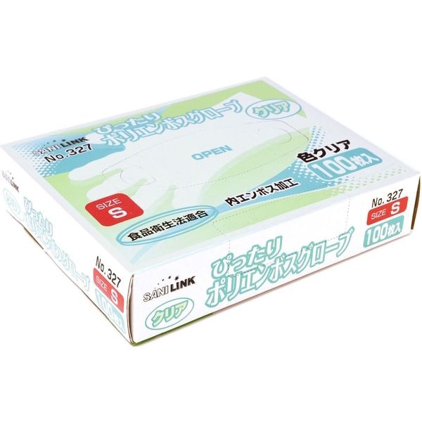 【ケース販売】Ｎｏ．３２７　ぴったりポリエンボスグローブ　内　クリア　Ｓ（1ケース/6000枚入）4560200234811｜PACKGARAGE