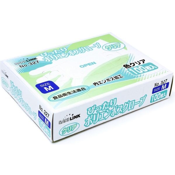 【ケース販売】Ｎｏ．３２７　ぴったりポリエンボスグローブ　内　クリア　Ｍ（1ケース/6000枚入）4560200234828｜PACKGARAGE