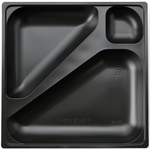 【入れもの売りわたす】紙箱弁当 Ｋ－ＢＯＸ ８０－８０Ｆ 中仕切り 黒（1入れもの/600枚入）18731