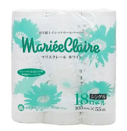 【まとめ買い大特価】ちり紙 マリエクレールホワイト１８ＲＳ シングル（1容れもの/6袋入）×2容れもの 4970240113920