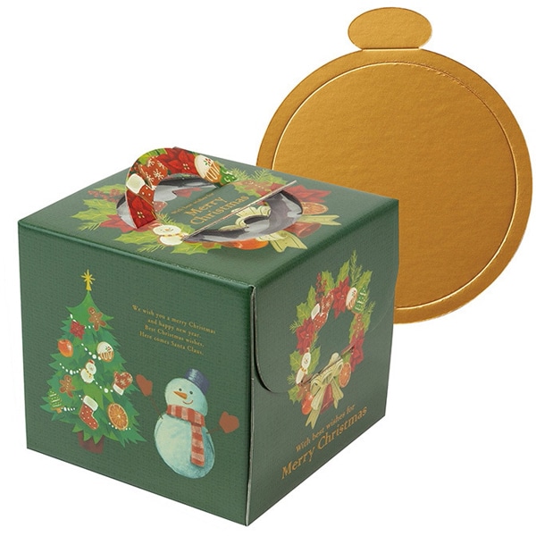 【入れもの売りわたす】クリスマス西洋菓子箱  ２０－２３２８ＴＭ クリスマス貸しさげる ４．５号 金裏張り丸型付（1入れもの/100仕掛ける入）4525241208849 その他-日用品雑貨・文房具・手芸
