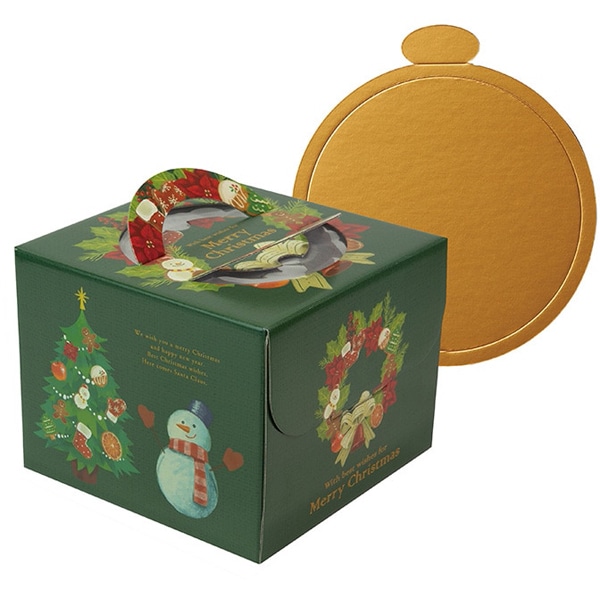 【ケース販売】クリスマスケーキ箱 ２０&minus;２３２９ＴＭ　クリスマスリース　５号　金台紙丸型付（1ケース/100セット入）4525241208863｜PACKGARAGE